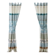Benjara Ello 2 Panel Curtain Panel Set- Cotton White and Blue Geometric Print