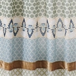 Benjara Ello 2 Panel Curtain Panel Set- Cotton White and Blue Geometric Print