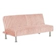 Benjara Hini Fold Out Futon Sofa Bed- Light PInk- Modern Chrome Metal Legs