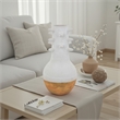 Benjara Enya Flower Vase- Spiked Narrow Neck- Brown White Ceramic- 15 Inch