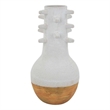 Benjara Enya Flower Vase- Spiked Narrow Neck- Brown White Ceramic- 15 Inch