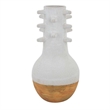 Benjara Enya Flower Vase- Spiked Narrow Neck- Brown White Ceramic- 15 Inch