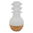 Benjara Enya Flower Vase- Spiked Narrow Neck- Brown White Ceramic- 15 Inch