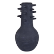 Benjara Enya Flower Vase- 3D Spiked Accent Narrow Neck- Black Ceramic- 18 Inch
