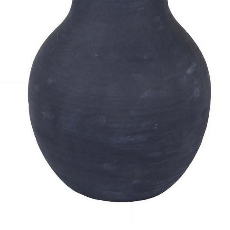 Benjara Enya Flower Vase- 3D Spiked Accent Narrow Neck- Black Ceramic- 18 Inch