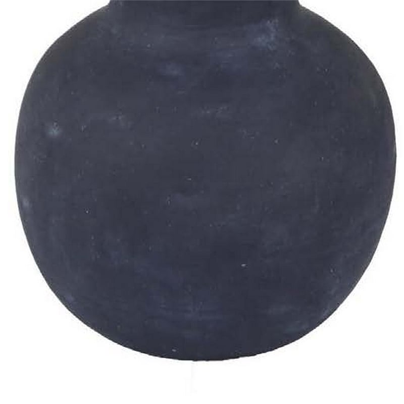Benjara Enya Flower Vase- 3D Spike Accent Narrow Neck- Black Ceramic- 15 Inch