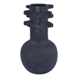Benjara Enya Flower Vase- 3D Spike Accent Narrow Neck- Black Ceramic- 15 Inch