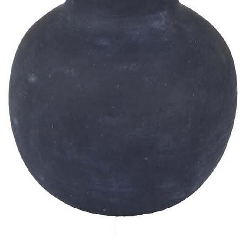 Benjara Enya Flower Vase- 3D Spike Accent Narrow Neck- Black Ceramic- 15 Inch