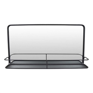 Benjara Feno Decorative Wall Mirror- 30&quot Landscape Black Metal Frame