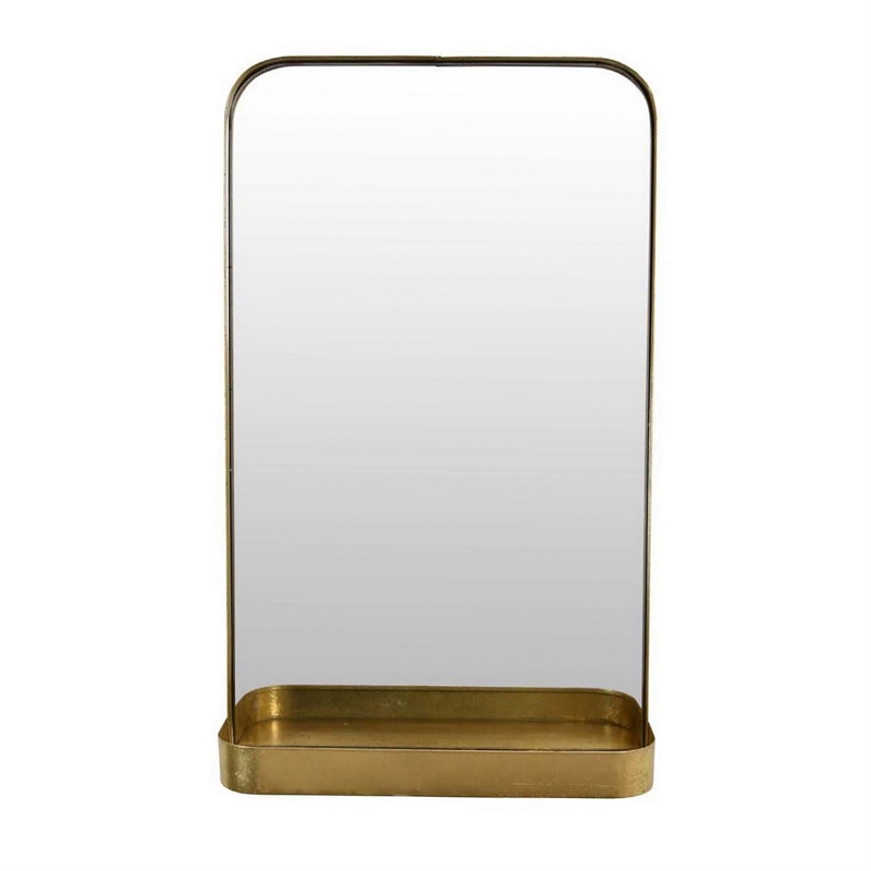 Benjara Feno Decorative Wall Mirror w Rack- Portrait Style 30