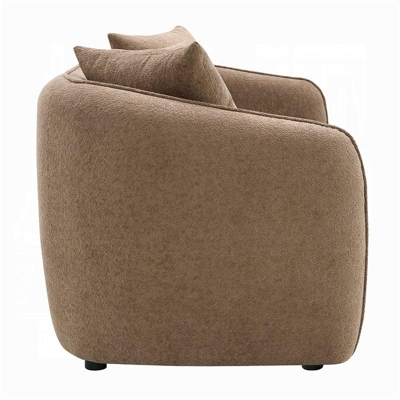 Benjara Keina Sofa- 3 Accent Pillows- Modern Soft Brown Chenille- 79 Inch