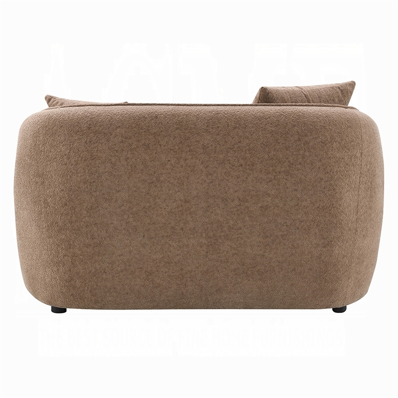 Benjara Keina Loveseat- 2 Accent Pillows- Modern Soft Brown Chenille- 57 Inch