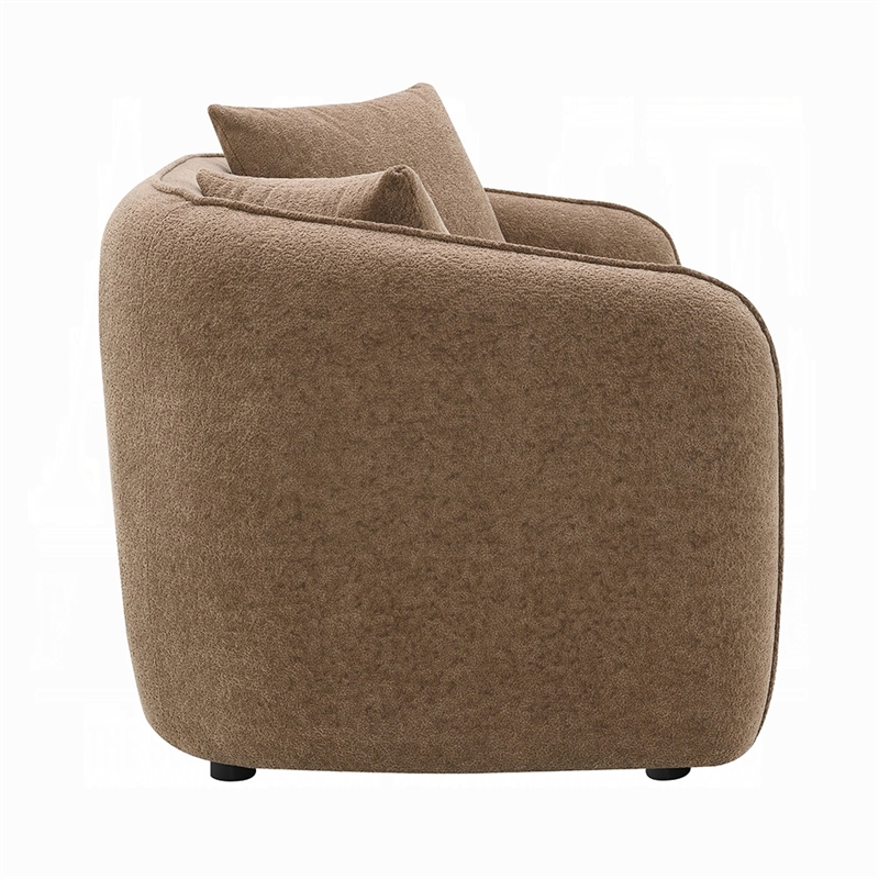 Benjara Keina Loveseat- 2 Accent Pillows- Modern Soft Brown Chenille- 57 Inch