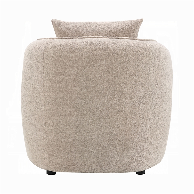 Benjara Keina Accent Armchair- Modern Beige Chenille- 1 Plush Back Pillow