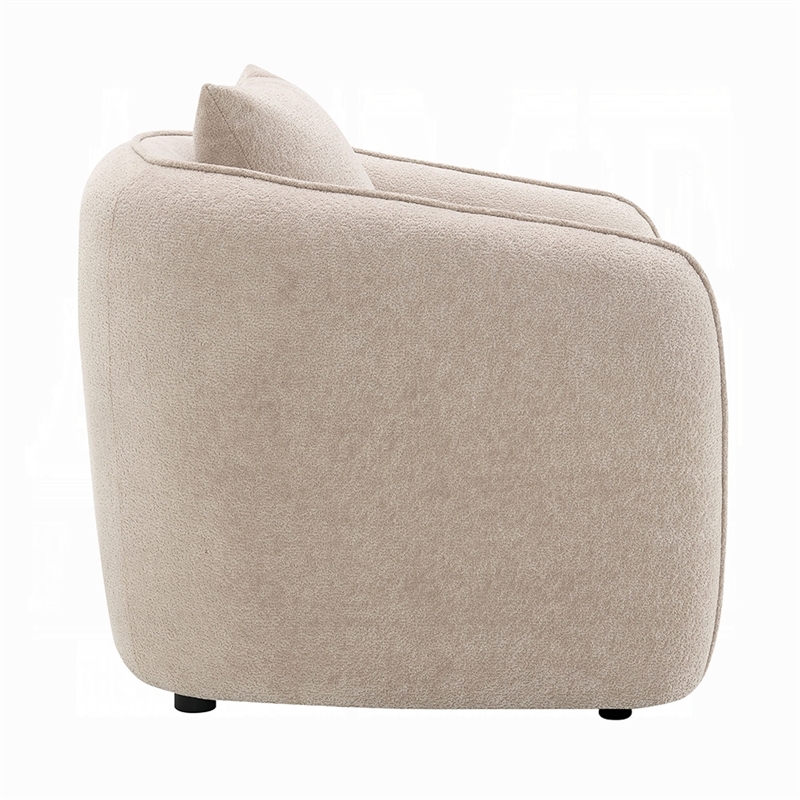 Benjara Keina Accent Armchair- Modern Beige Chenille- 1 Plush Back Pillow