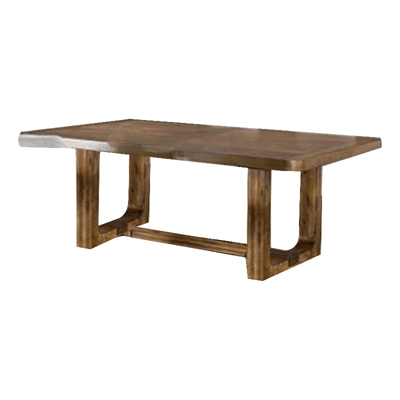 Benjara Ramie Dining Table- Chestnut Brown Wood- 84-102