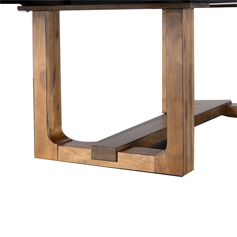 Benjara Ramie Dining Table- Chestnut Brown Wood- 84-102
