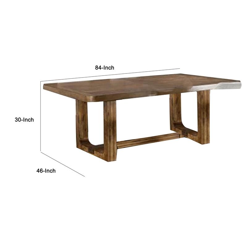 Benjara Ramie Dining Table- Chestnut Brown Wood- 84-102