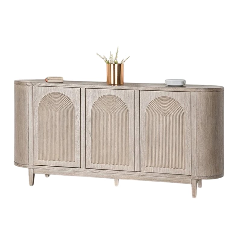 Benjara Zoko Sideboard Buffet Console- Arched Design Doors- 77