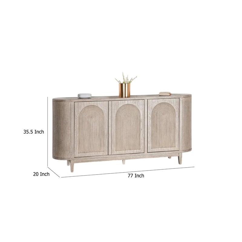 Benjara Zoko Sideboard Buffet Console- Arched Design Doors- 77