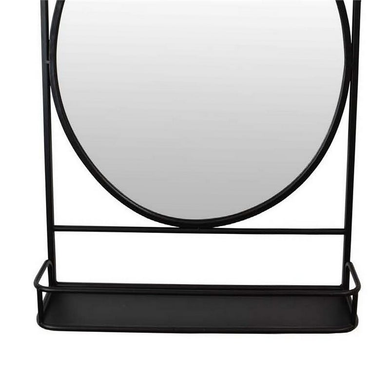 Benjara Feno Decorative Wall Mirror w Rack- 30