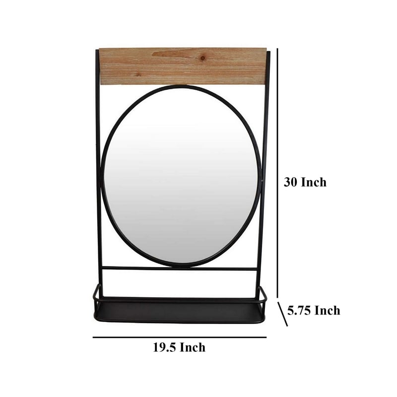 Benjara Feno Decorative Wall Mirror w Rack- 30