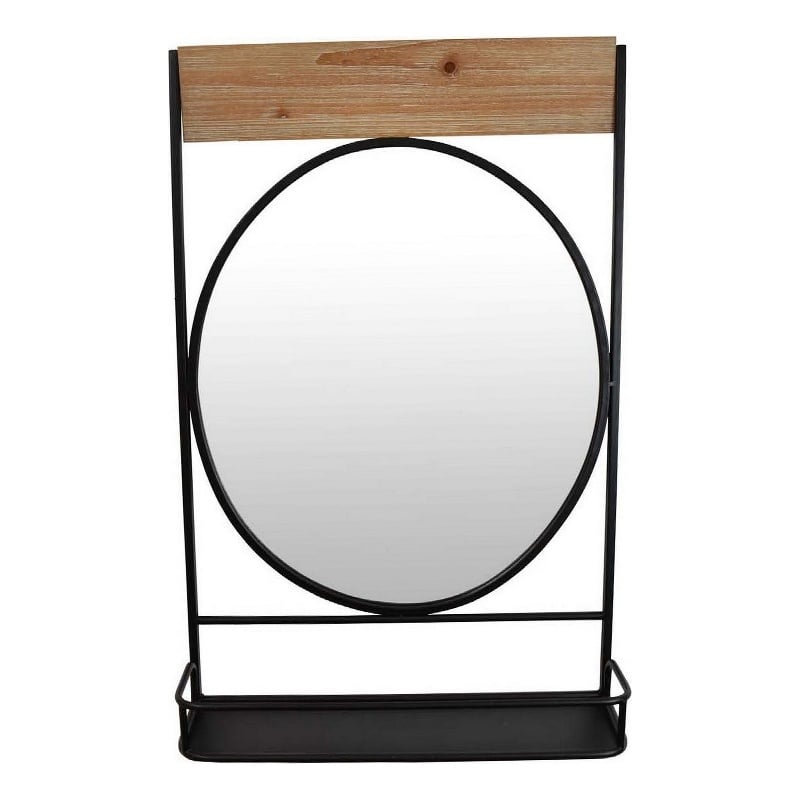Benjara Feno Decorative Wall Mirror w Rack- 30