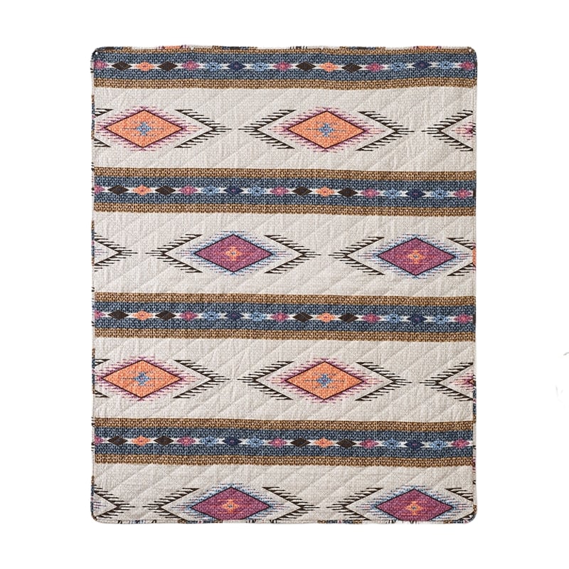 Benjara Yeno Throw Blanket- 50x60- Polyester- Multicolor Southwestern Design