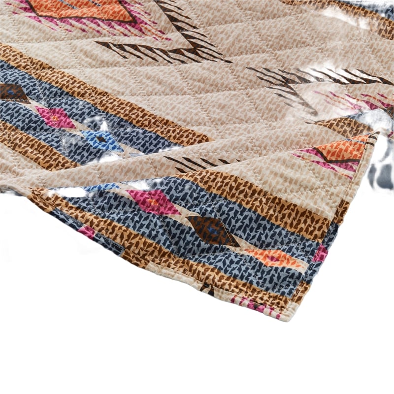 Benjara Yeno Throw Blanket- 50x60- Polyester- Multicolor Southwestern Design
