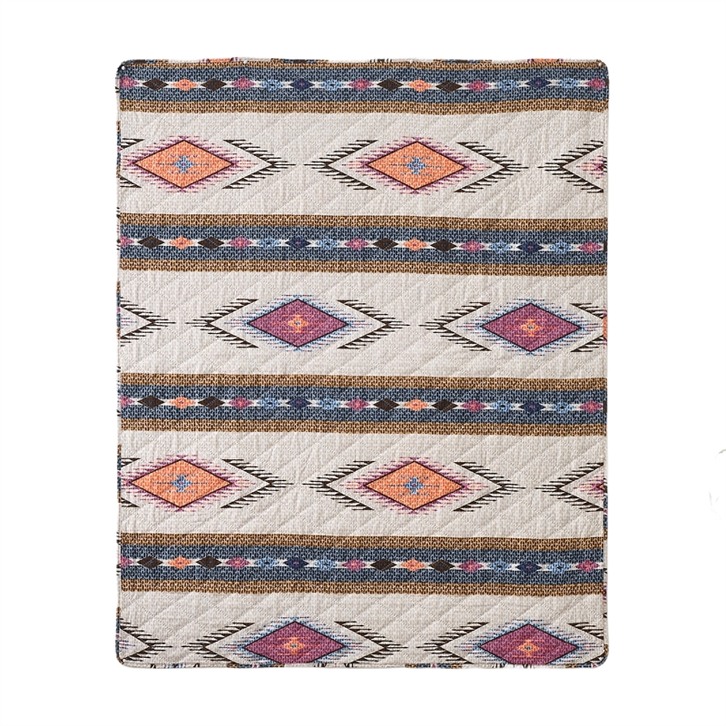 Benjara Yeno Throw Blanket- 50x60- Polyester- Multicolor Southwestern Design