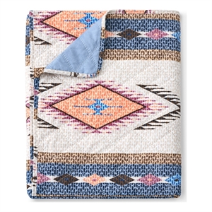 Benjara Yeno Throw Blanket- 50x60- Polyester- Multicolor Southwestern Design