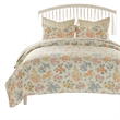 Benjara Loso 2pc Twin Size Quilt Set- Soft White Floral Pattern- Reversible