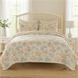 Benjara Loso 2pc Twin Size Quilt Set- Soft White Floral Pattern- Reversible