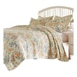 Benjara Loso 2pc Twin Size Quilt Set- Soft White Floral Pattern- Reversible