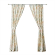 Benjara Loso 2 Panel Curtain Set- Microfiber- Soft White Green Floral Pattern