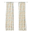 Benjara Loso 2 Panel Curtain Set- Microfiber- Soft White Green Floral Pattern