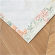 Benjara Loso 2 Panel Curtain Set- Microfiber- Soft White Green Floral Pattern