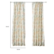 Benjara Loso 2 Panel Curtain Set- Microfiber- Soft White Green Floral Pattern