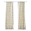Benjara Loso 2 Panel Curtain Set- Microfiber- Soft White Green Floral Pattern
