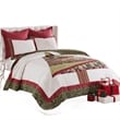Benjara Kini 2pc Twin Quilt Set- Patchwork Christmas Theme- Cotton- Microfiber