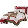 Benjara Kini 2pc Twin Quilt Set- Patchwork Christmas Theme- Cotton- Microfiber
