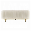 Benjara Artina Sofa- 2 Accent Throw Pillows- Ivory Velvet- Gold Metal- 89 Inch