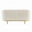 Benjara Artina Loveseat- 2 Accent Throw Pillows- Ivory Velvet and Gold 74 Inch