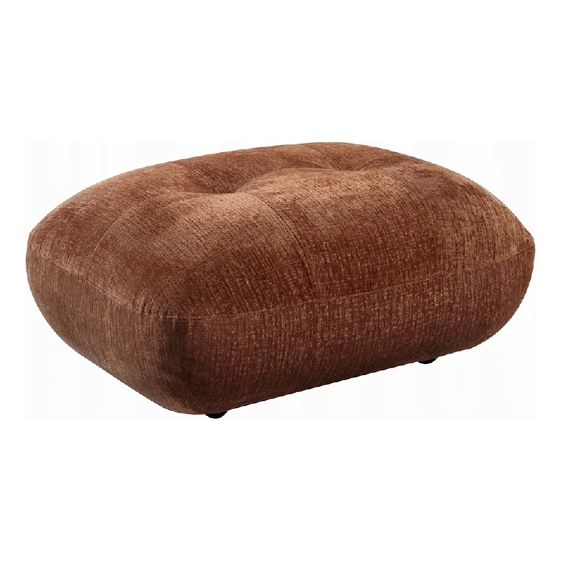 Benjara Erico Ottoman- Tufted Rust Brown Chenille- Foam Cushion Top- 35 Inch