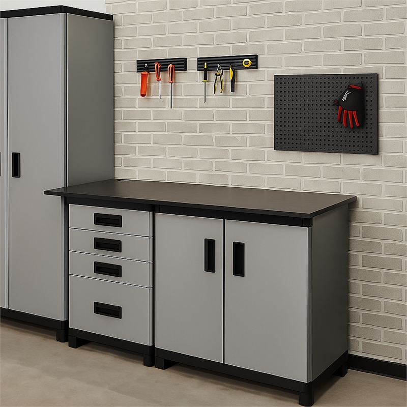 Benjara Asti Workbench Top- 20x64 Metallic Gray- Eco Friendly Melamine