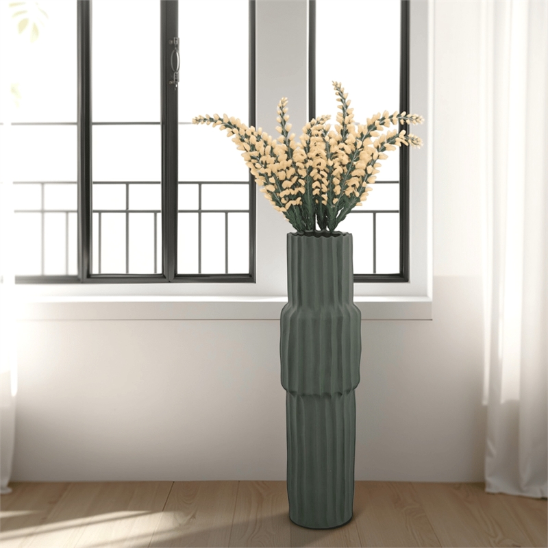 Benjara Decorative Accent Vase- Sleek Cactus Design- 36