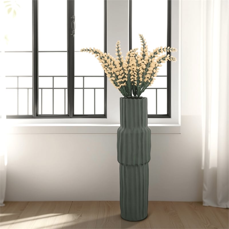 Benjara Decorative Accent Vase- Sleek Cactus Design- 36