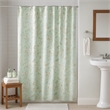 Benjara Vola Shower Curtain- 72 Inch- Floral Pattern- Light Green Polyester