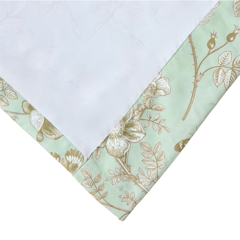 Benjara Vola 2 Panel Curtain Set- Light Mint Green Microfiber- Floral Pattern