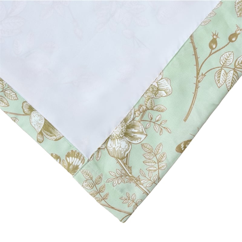 Benjara Vola 2 Panel Curtain Set- Light Mint Green Microfiber- Floral Pattern